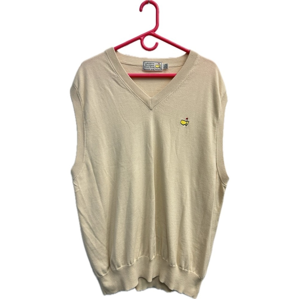 Original Augusta National Golf Shop Masters   V-Neck Sweater Vest Cream size XXL